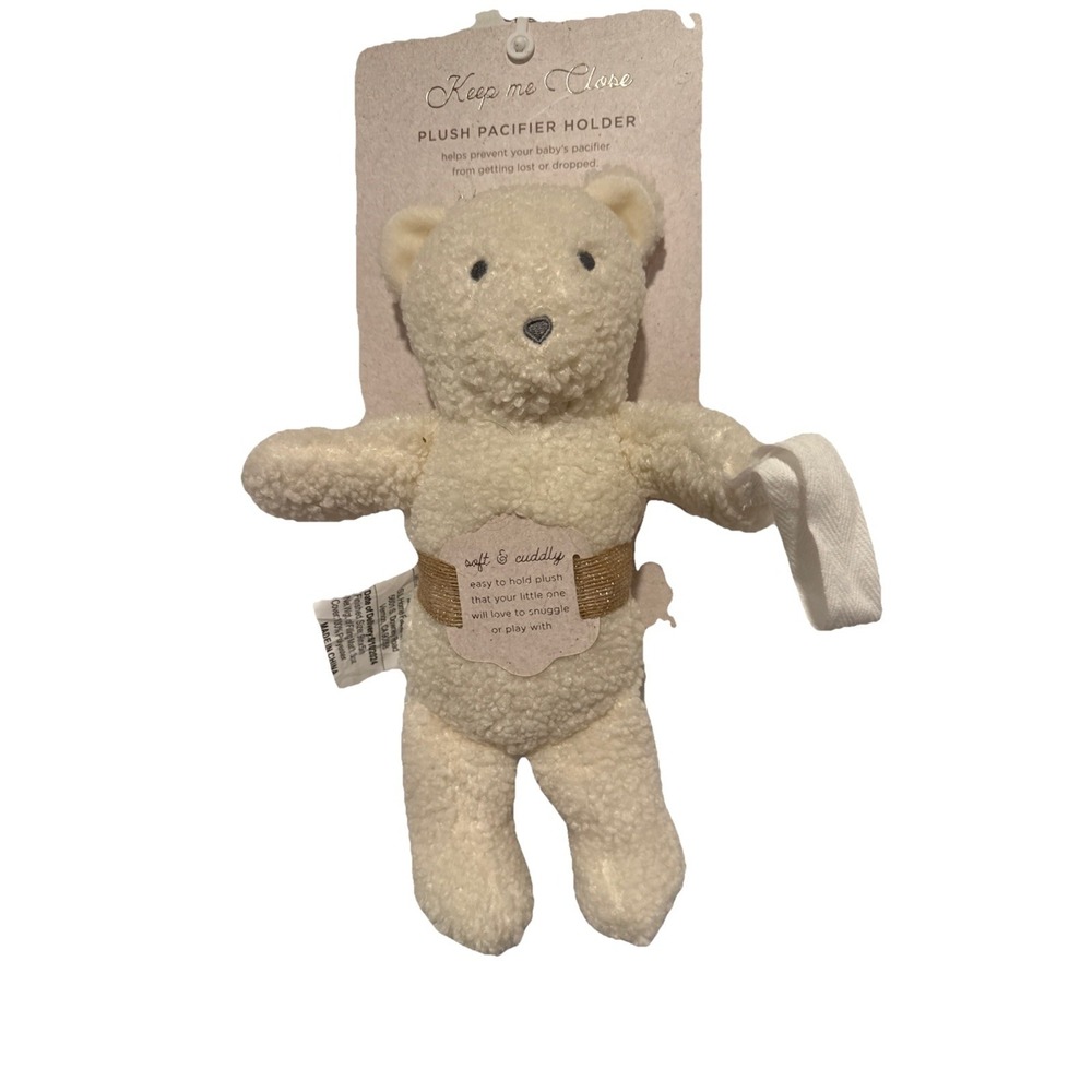 NWT Baby Ivory Teddy Bear Plush Pacifier Holder Hold Me Close Stuffed Animal Toy